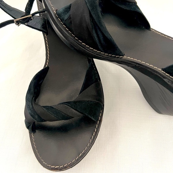 Cole Haan / Nike Air / Satin & Leather Black Wedge / πHPπ - Picture 2 of 12